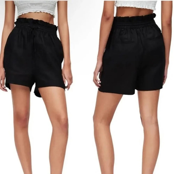 NWT Women’s All Saints Lily Linen Paperbag Shorts in Black Size 2 - Picture 1 of 9
